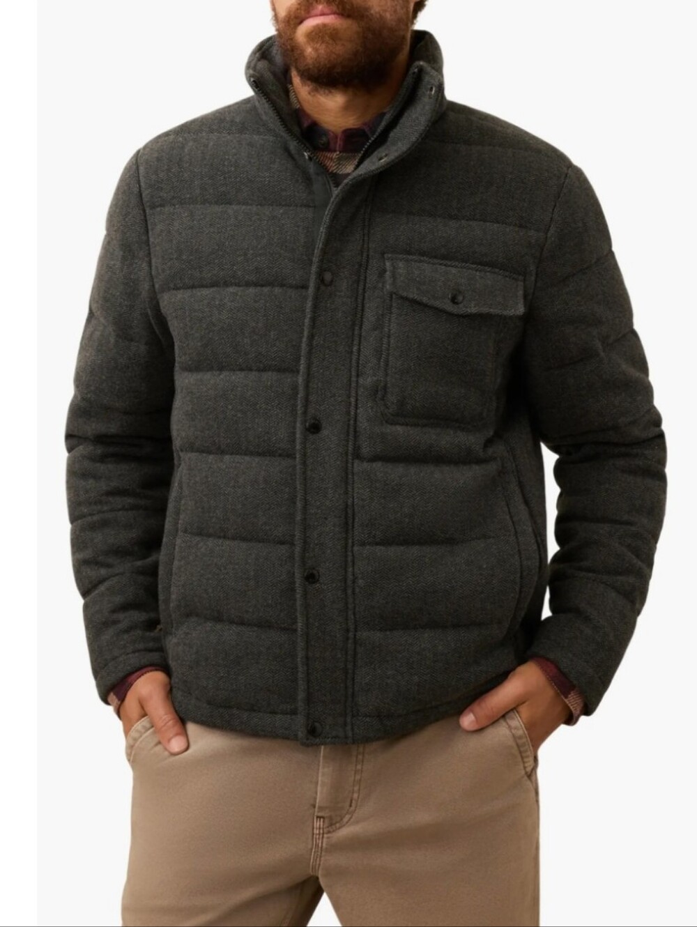 Faherty Teton Valley Deck Jacket Puffer Coat Heathered Quilted Gray Grey Size S